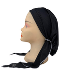 DFPTBW Black Ribbed/White Trim Dri Fit Pre-Tied Swim Bandanna with Full Grip