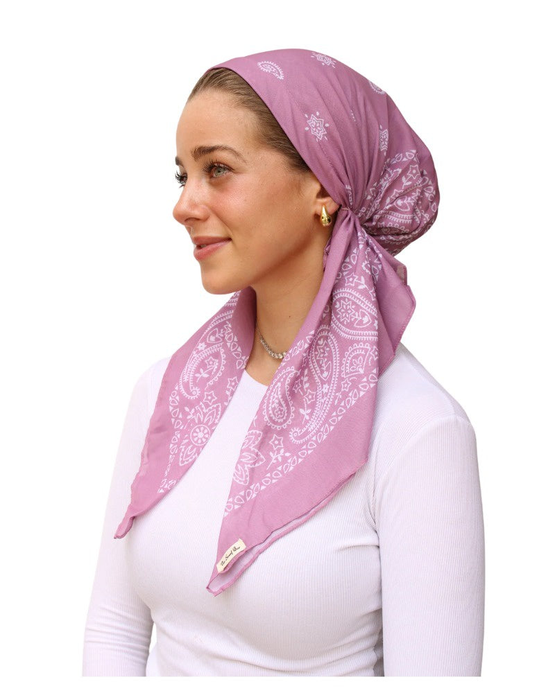 Scarf Bar Paisley Mulberry Plum Classic Pre-Tied with Velvet Grip and Short Tails Myselflingerie.com