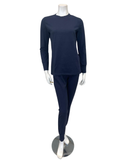 Plush Navy Cotton Crew Neck Pajamas Set