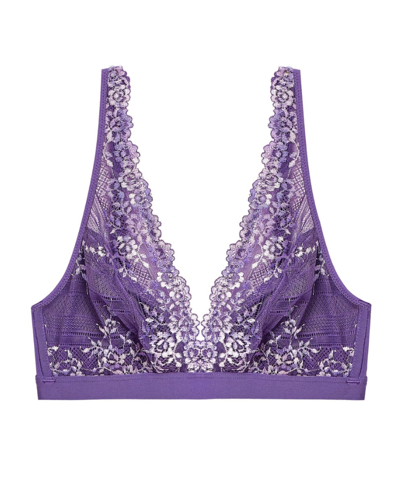 Wacoal 852191 Grape Embrace Lace Wire Free Bralette Myselflingerie.com