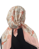 Valeri Vintage Peach Plume Adjustable Pre-Tied Bandanna with Full Grip