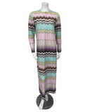 Furstenburg Pastel Tones Zig Zag Print Modal Button Down Nightgown