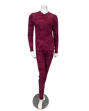 Angelice Merlot Emblem Ribbed V Neck Modal Pajamas Set