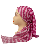 It's Younique Pink Chevron Stripes Pre-Tied Open Back Bandanna with Velvet Grip