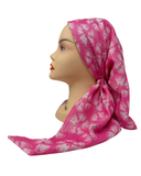 It's Younique Scribbled Flowers Pink Pre-Tied Open Back Bandanna with Velvet Grip