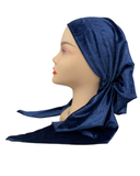 Triple Up Blue Velvet Paisley Unlined Pre-Tied Bandanna
