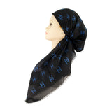 Revaz Black/Blue C Design Adjustable Pre-Tied Bandanna with Velvet Grip