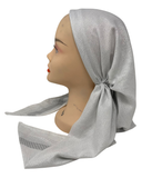 It's Younique OB-ARR-WS White Shimmer with Silver Arrow Border Pre-Tied Open Back Bandanna with Velvet Grip Myselflingerie.com