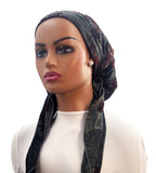 Ahead Green Vintage Botanical Versatile Style Long Tails Open Back Pre-Tied Bandanna