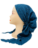 Lizi Headwear Blue Teal Shadow Wave Adjustable Pre-Tied Bandanna with Velvet Grip