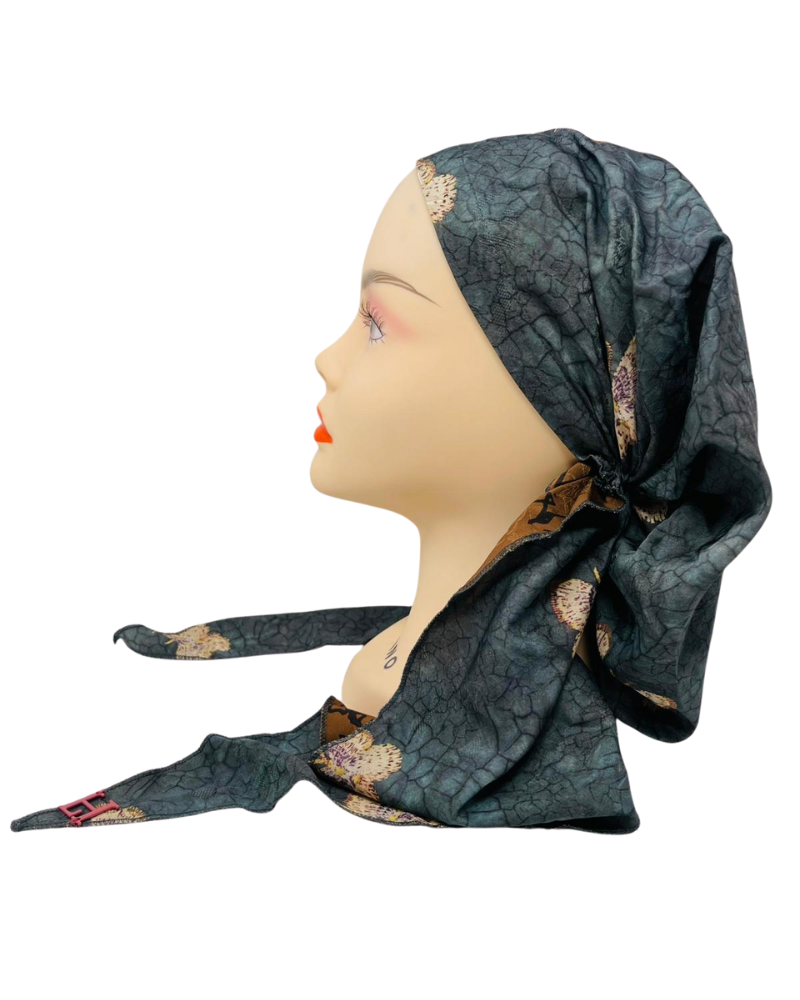 Lizi Headwear DST-C-BX-2503 Aged Butterfly Silk Prints Adjustable Pre-Tied Bandanna with Velvet Grip Myselflingerie.com