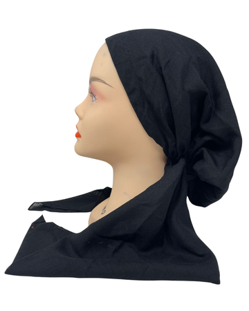 Lizi Headwear IBC-BX-2515 Black Solid Adjustable Pre-Tied Bandanna with Velvet Grip Myselflingerie.com