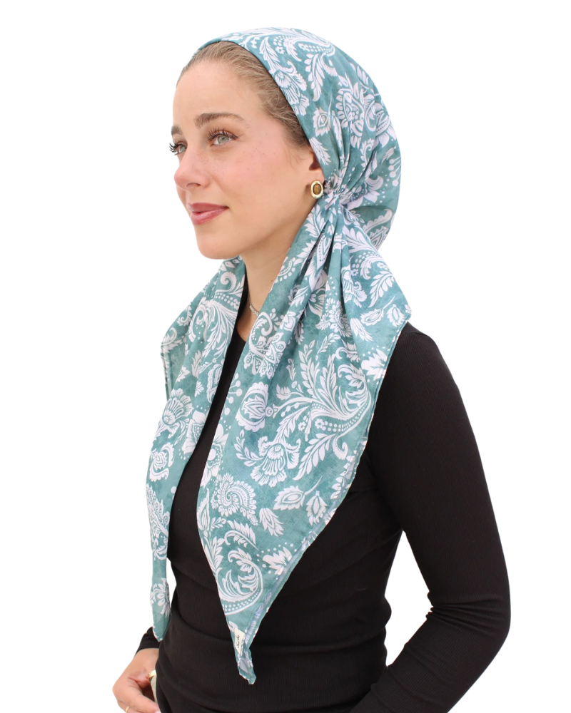 Scarf Bar Sage Motif Classic Pre-Tied Bandanna with Velvet Grip Myselflingerie.com