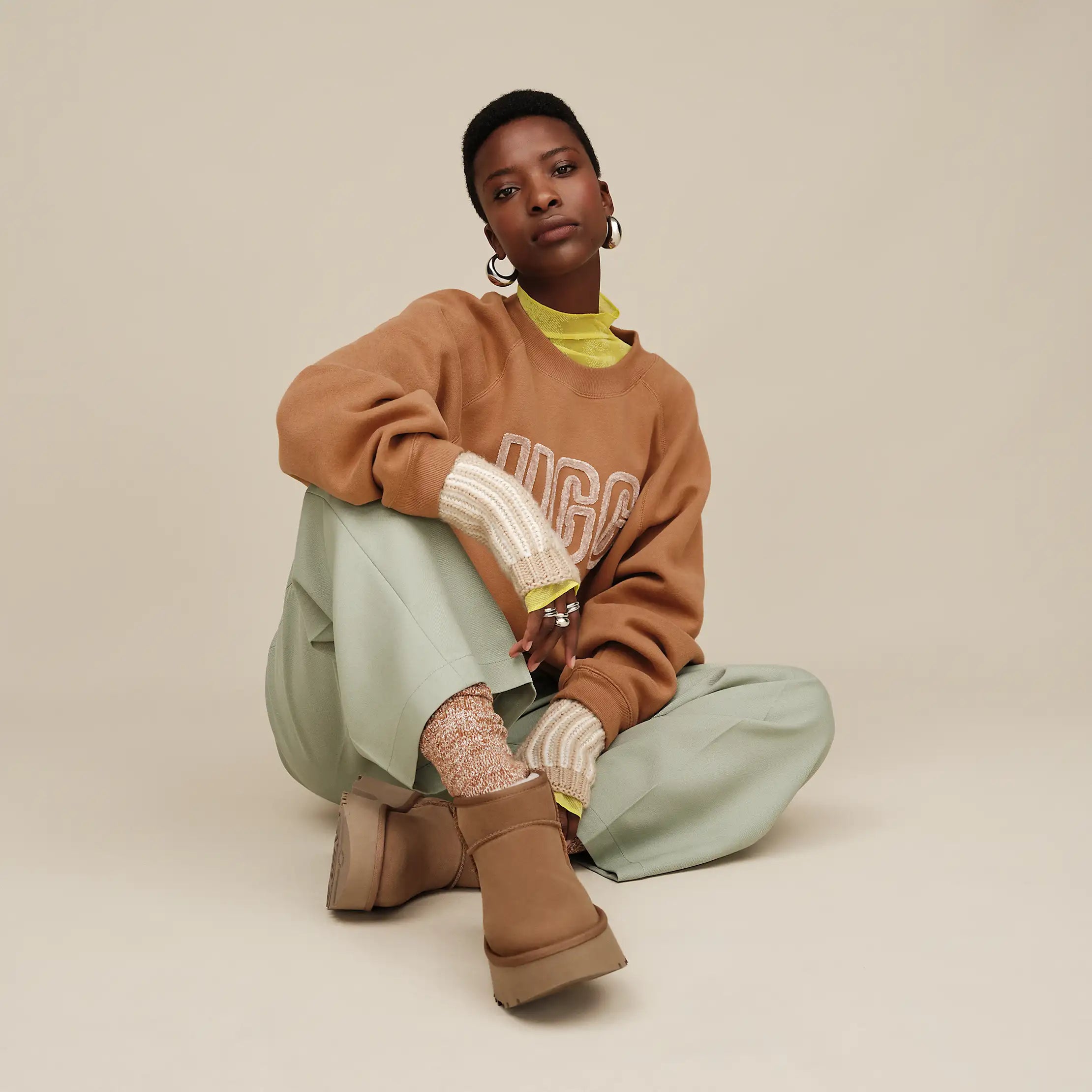 UGG 1171477 Chestnut UGG Logo Crewneck Sweater Myselflingerie.com