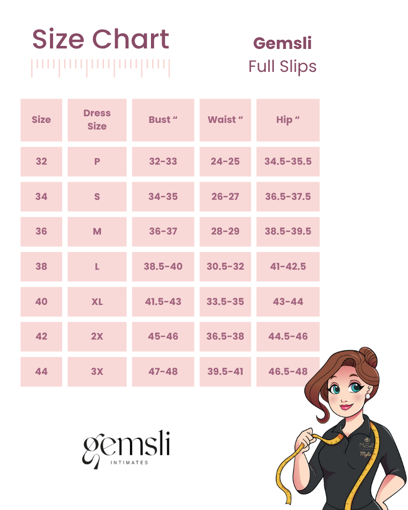 Slips & Shells Size Guide