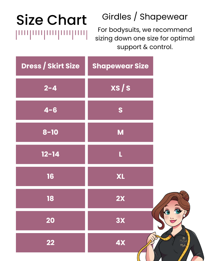 Waisted Girdles With Legs Size Guide