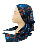 Ahead Blue Painted Strokes Israeli Style Long Tails Pre-Tied Bandanna
