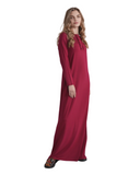 Ellwi Ruffle Design Red Button Down Cotton Nightgown