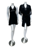 4403 + 4402 Black Lace Halter Neck Chemise & Wrap Set