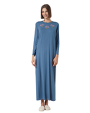 11915 Dusty Blue Flower Bouquet Cotton Blend Coverall Nursing Nightgown