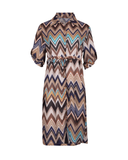 BB Brand Naomi Large Blue Zigzag Chiffon Swim Cover Up Dress