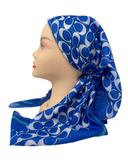 It's Younique Coach Inspired Blue Shimmer Pre-Tied Open Back Bandanna with Velvet Grip
