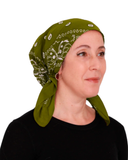 Cherie Olive Printed Pre-Tied Bandanna