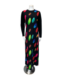 ESPi Multi Color Circles Print Black Pull On Cotton Teen Nightgown