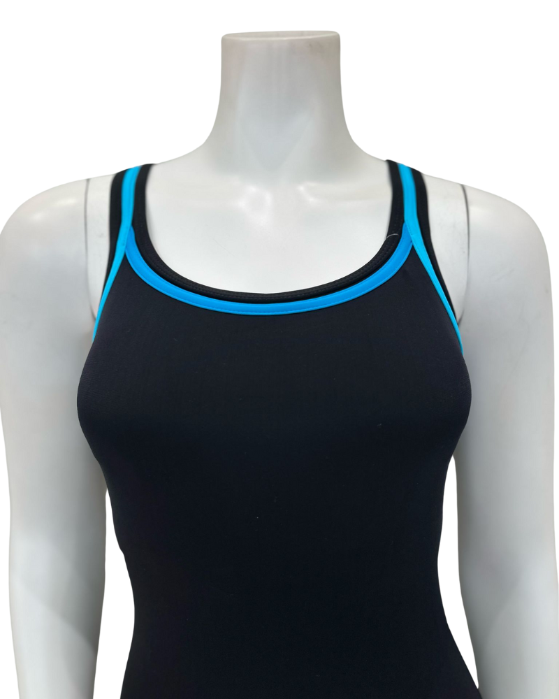 Flamingo 22FL040 Black/Aqua Black Teen Bathing Suit Removable Cups Myselflingerie.com