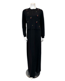 Ellwi 1213 Floral Embroidery Black Cotton Nursing Nightgown Myselflingerie.com