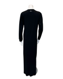 Ellwi 1213 Floral Embroidery Black Cotton Nursing Nightgown Myselflingerie.com