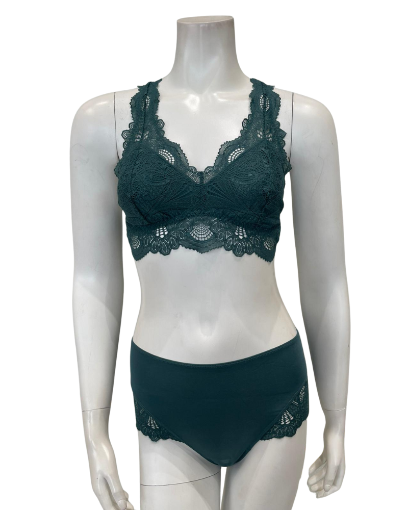 Fleurt 612 + 606 Evergreen Belle Epoque Bralette & Panty Set Myselflingerie.com