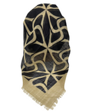 It's Younique OB-FOL-BLK Black/Beige Foliage Pre-Tied Open Back Bandanna with Velvet Grip Myselflingerie.com