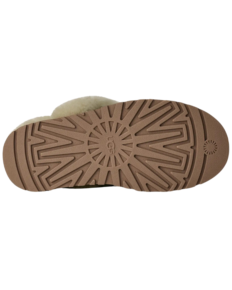 UGG 1122550 Moss Green / Muted Brass Disquette Slippers with Fur Trim Myselflingerie.com