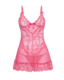 Oh La La Cheri Pink Lemonade Lacey Babydoll with Bows & G-String