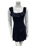 Profile by Gottex ETTR2197 Black Tutti Frutti Square Neck Ruffle Full Coverage Bathing Suit Dress Myselflingerie.com
