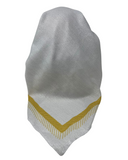 It's Younique OB-ARR-WG White Shimmer with Gold Arrow Border Pre-Tied Open Back Bandanna with Velvet Grip Myselflingerie.com