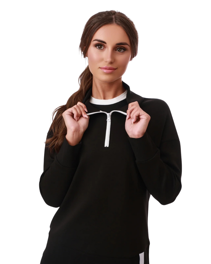 Snooze by Rojo 0175 Black Scribbler Modal Nightgown & Pullover Set Myselflingerie.com