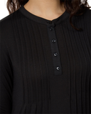 Me Moi CNL08833 Black Pintuck Button Down Modal Nightgown Myselflingerie.com