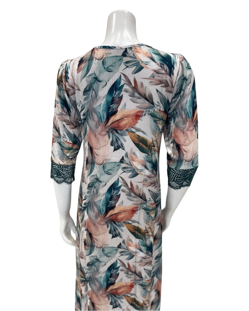 Oh! Zuza B49 Floral Print Ribbed Button Down Modal Nightshirt Myselflingerie.com