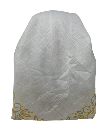 It's Younique OB-LACE-GO White with Gold Lace Border Design Pre-Tied Open Back Bandanna with Velvet Grip Myselflingerie.com