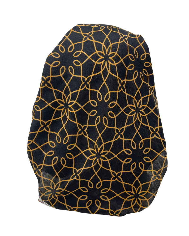 It's Younique OB-MAZE-BLK Black/Brown Maze Pre-Tied Open Back Bandanna with Velvet Grip Myselflingerie.com