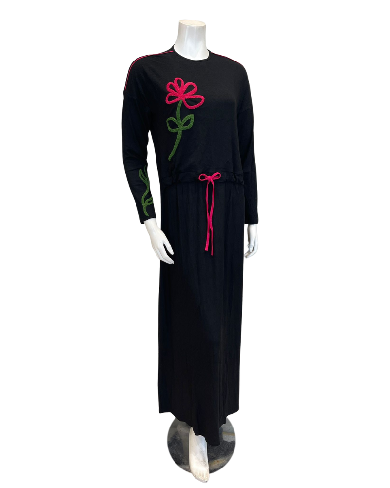 Mega Dreams 392522 Pink Side Flower Ribbed Modal Nursing Nightgown Myselflingerie.com