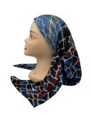 SP253BL Blue Designed Animal Print Pre-Tied Open Back Bandanna