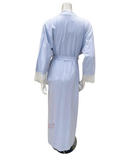 Iora Lingerie 23317AC Powder Blue Lace Sleeve Detail 100% Organic Cotton Wrap Robe myselflingerie.com