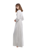 Rojo London Pippa Morning Grey Smocked Button Down Nightgown myselflingerie.com