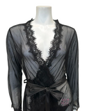 Oh La La Cheri 94-11136 Black Whip Eyelash Sheer Lace Robe with G-String myselflingerie.com