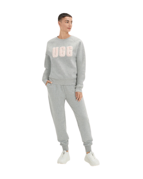 UGG 1123718 Grey Heather/Sonora Fuzzy Logo Crewneck Sweater