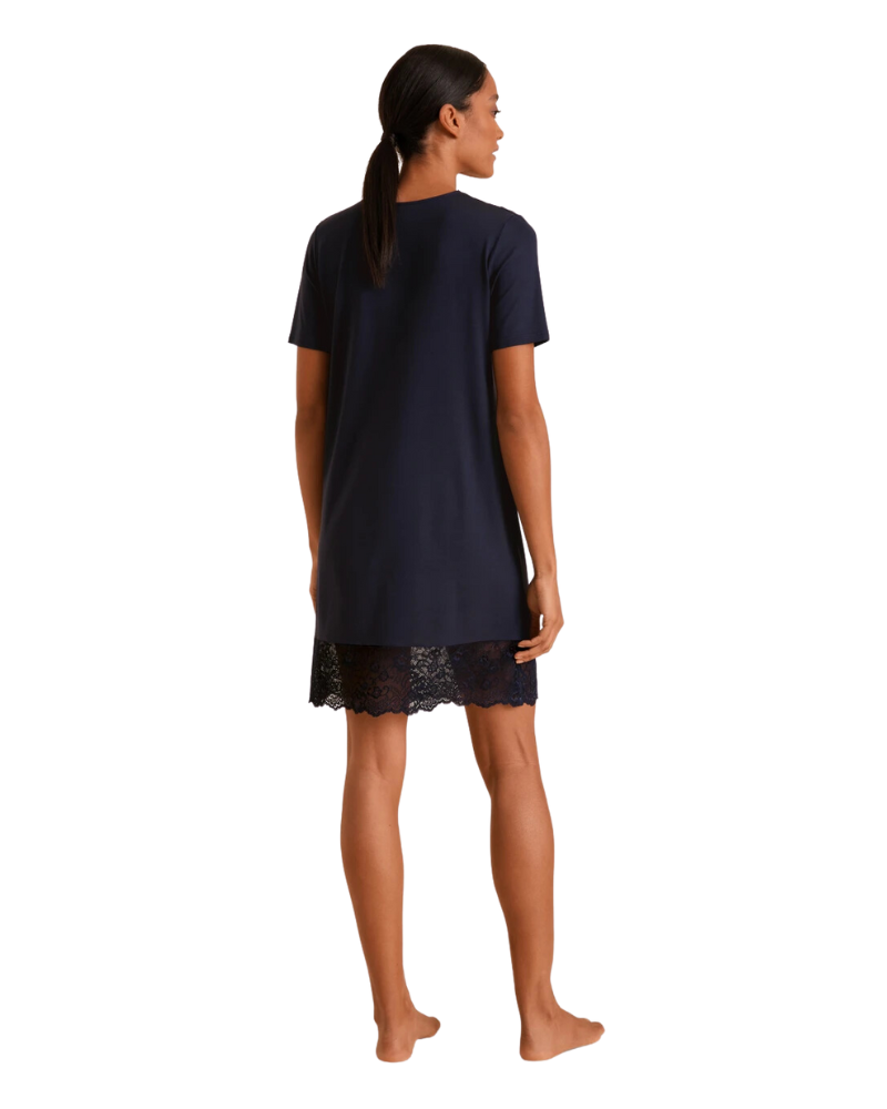 Calida 31458 #339 Navy Elegant Dreams Lace Modal Nightshirt myselflingerie.com