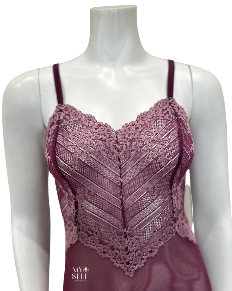 Wacoal 814191 Italian Plum/Valerian Embrace Lace Chemise myselflingerie.com